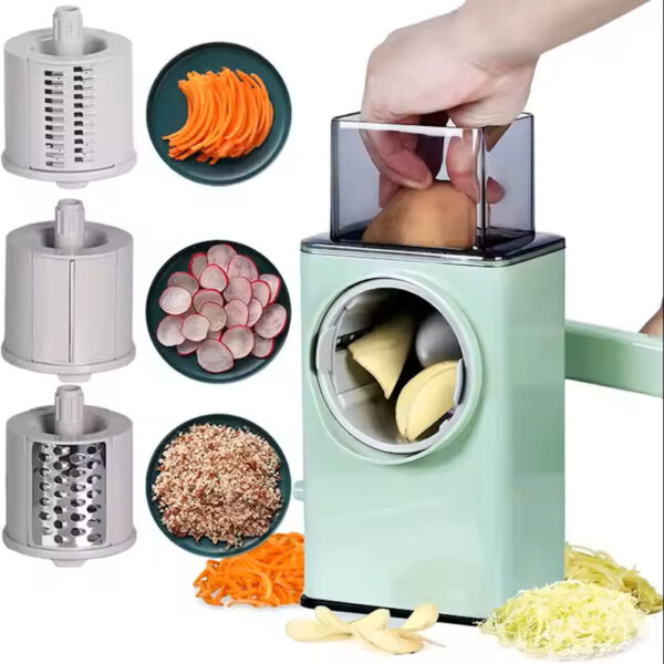 Hand Rock Drum Multi-Function Vegetable Cutter with 6 Blades