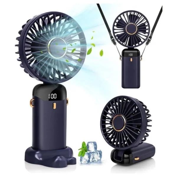 5-Speed Handheld Mini USB Fan with LED Display – Foldable & Portable
